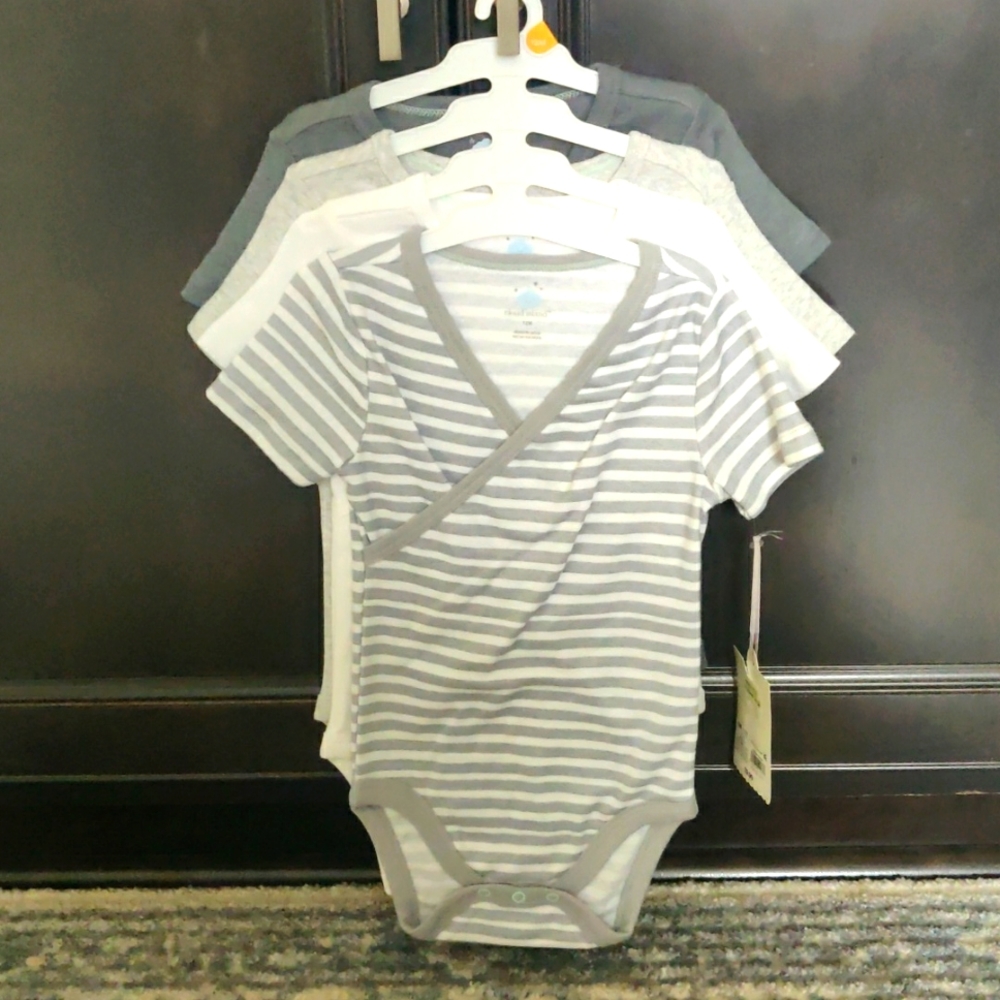 New!Cloud Island 4pack short-sleeve Cotton bodysuits Onesies Y2K Cottagecore